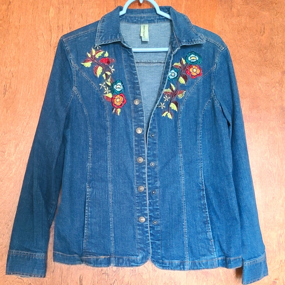 Embroidered denim decorated originals jacket size small